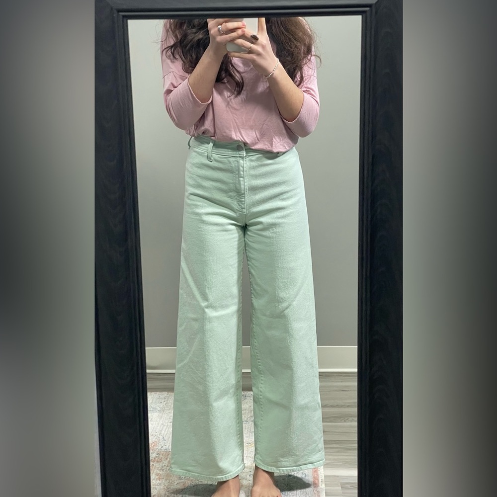 Universal Threat Mint Green Wide-Leg High Waisted Jeans